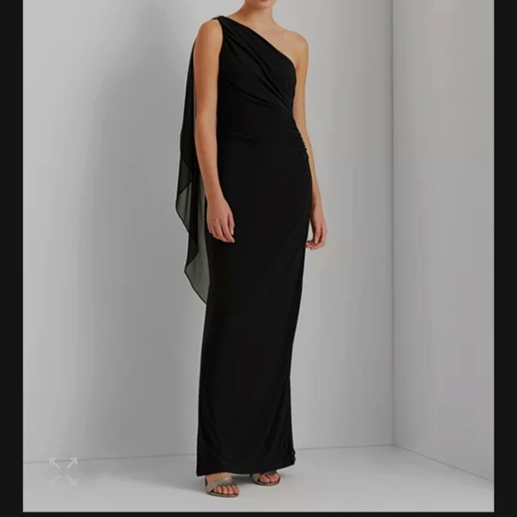 Lauren Ralph Lauren One Shoulder Evening Gown Size 12 - Picture 1 of 16